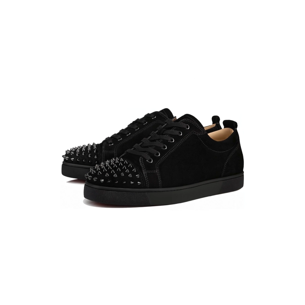 Christian Louboutin Louis Junior Spikes Veau Velours Sneaker Black 1130575CM53