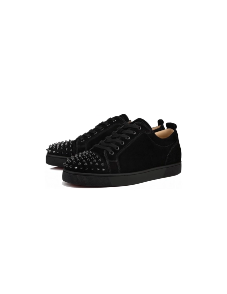 Christian Louboutin Louis Junior Spikes Veau Velours Sneaker Black 1130575CM53