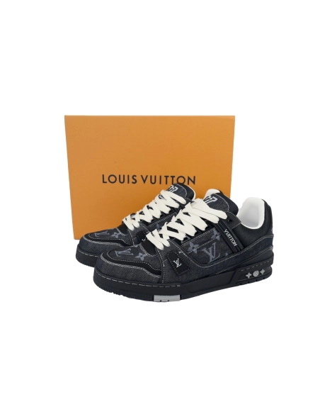 Louis Vuitton Trainer Sneaker Denim Black 1AHSZE