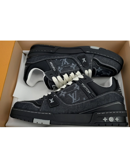 Louis Vuitton Trainer Sneaker Denim Black 1AHSZE