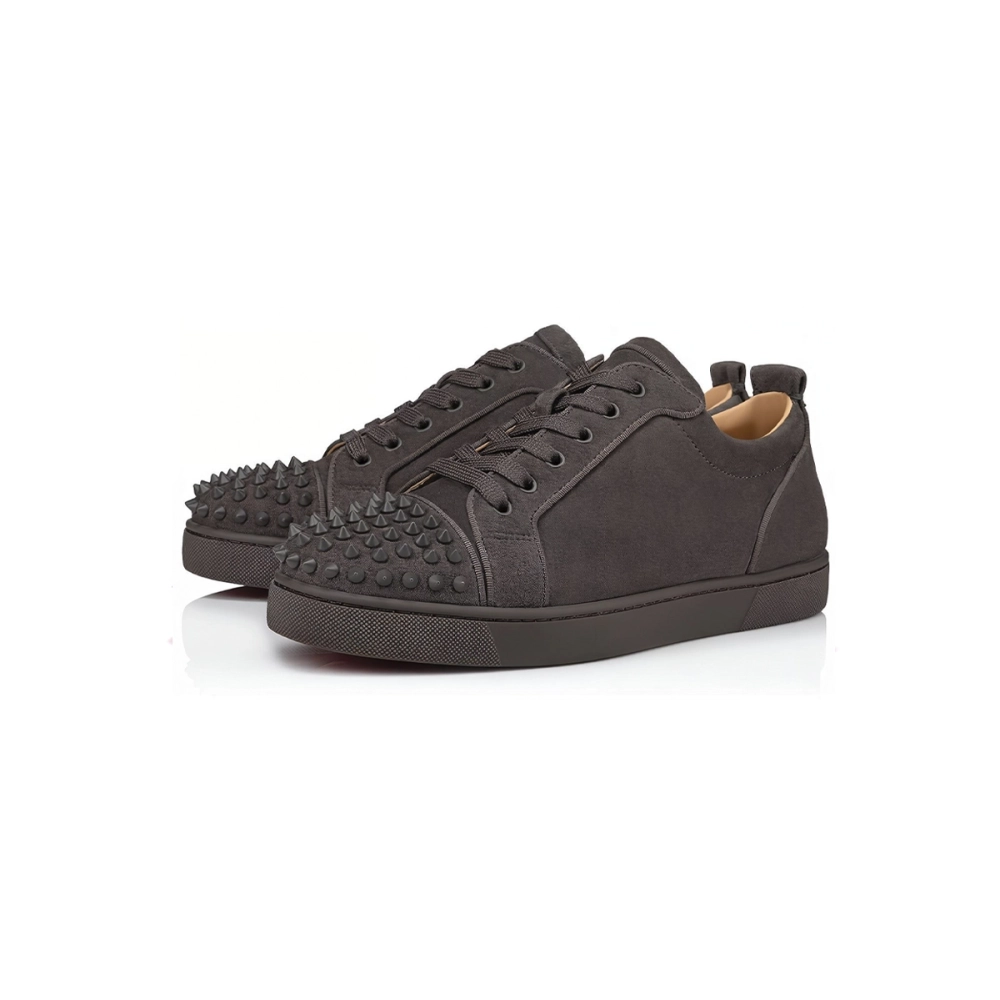 Christian Louboutin Louis Junior Spikes Veau Velours Sneaker Brown 3160934E428