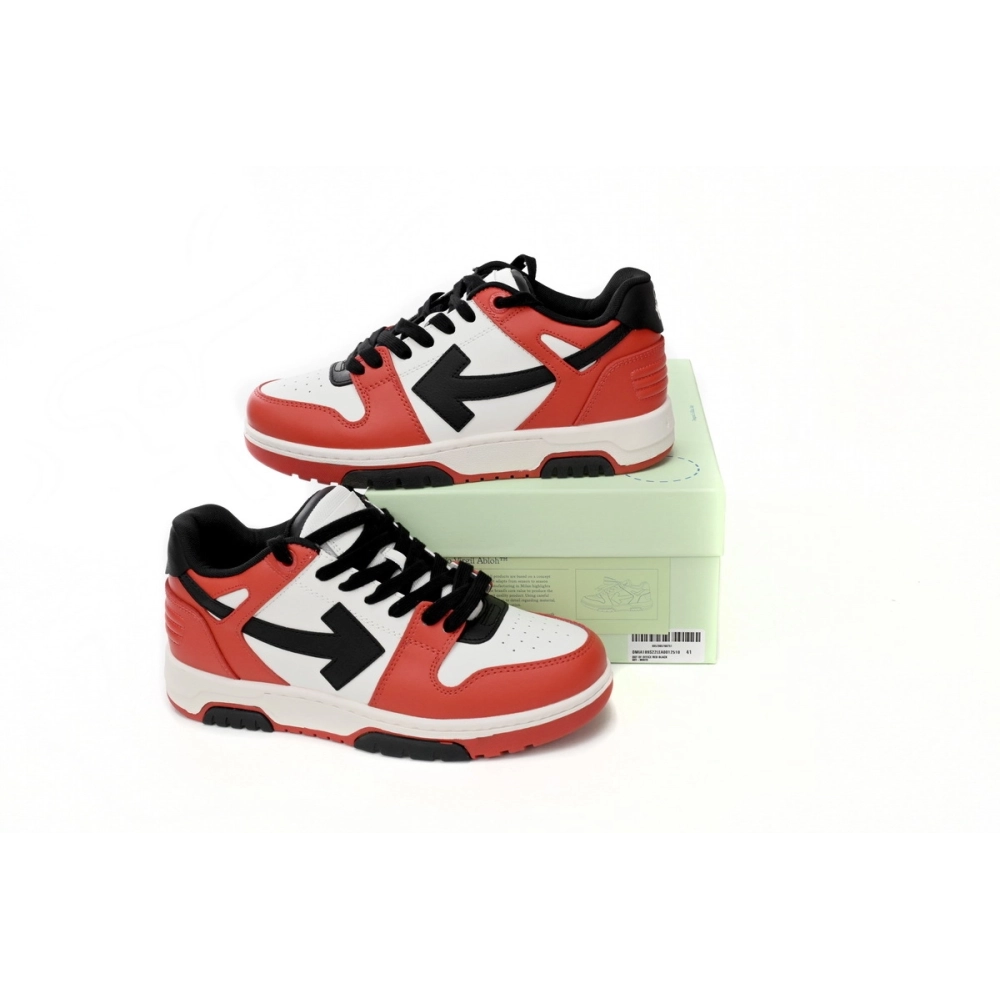 Off-White Out Of Office OOO Low Tops Black White Red OMIA189S23LEA0012510