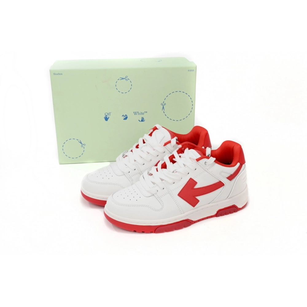 Off-White Out Of Office OOO Low Tops White Red OMIA189F22LEA0010125