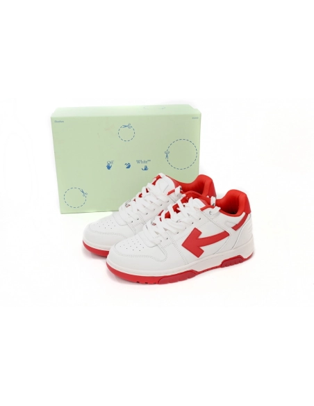 Off-White Out Of Office OOO Low Tops White Red OMIA189F22LEA0010125