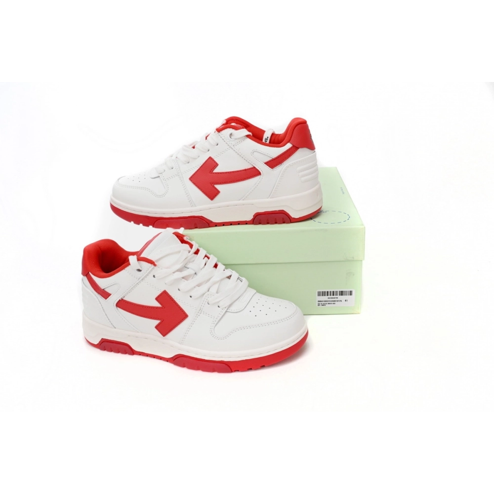Off-White Out Of Office OOO Low Tops White Red OMIA189F22LEA0010125