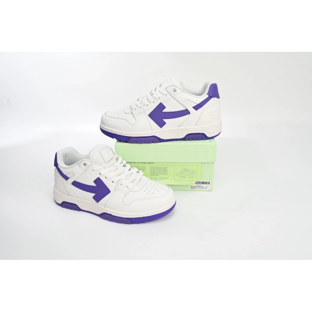 Off-White Out Of Office OOO Low Tops White Purple OMIA189F22LEA0010135