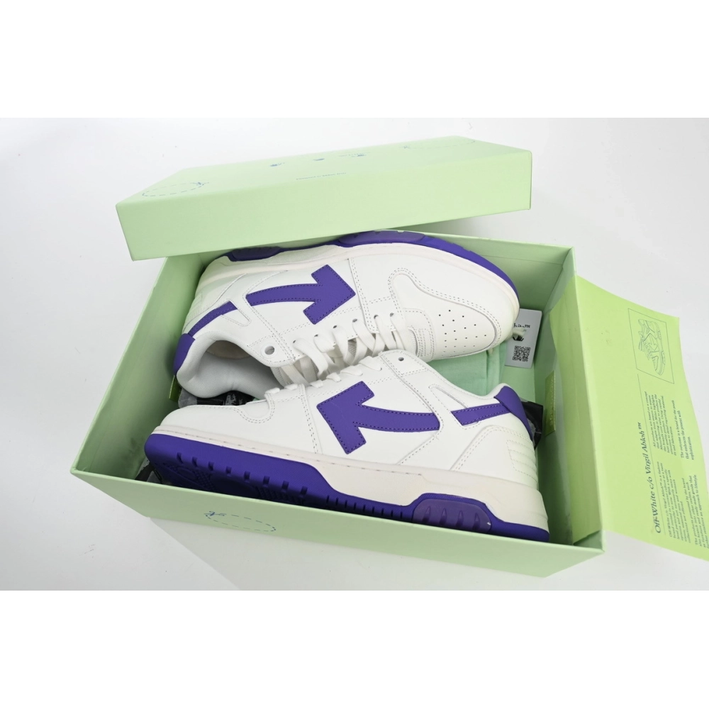 Off-White Out Of Office OOO Low Tops White Purple OMIA189F22LEA0010135
