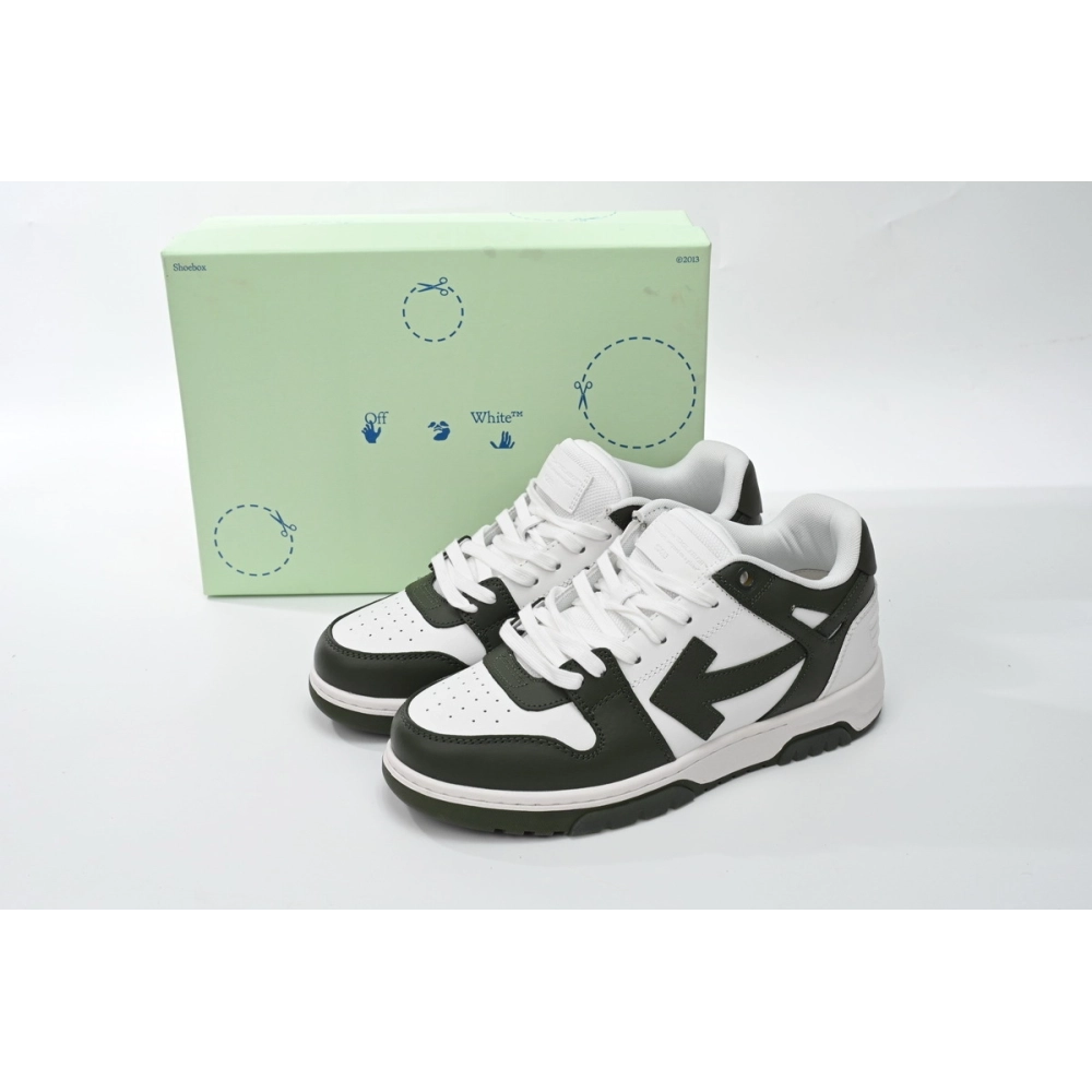 Off-White Out Of Office OOO Low Tops White Green OLIA189S23LEA0015901