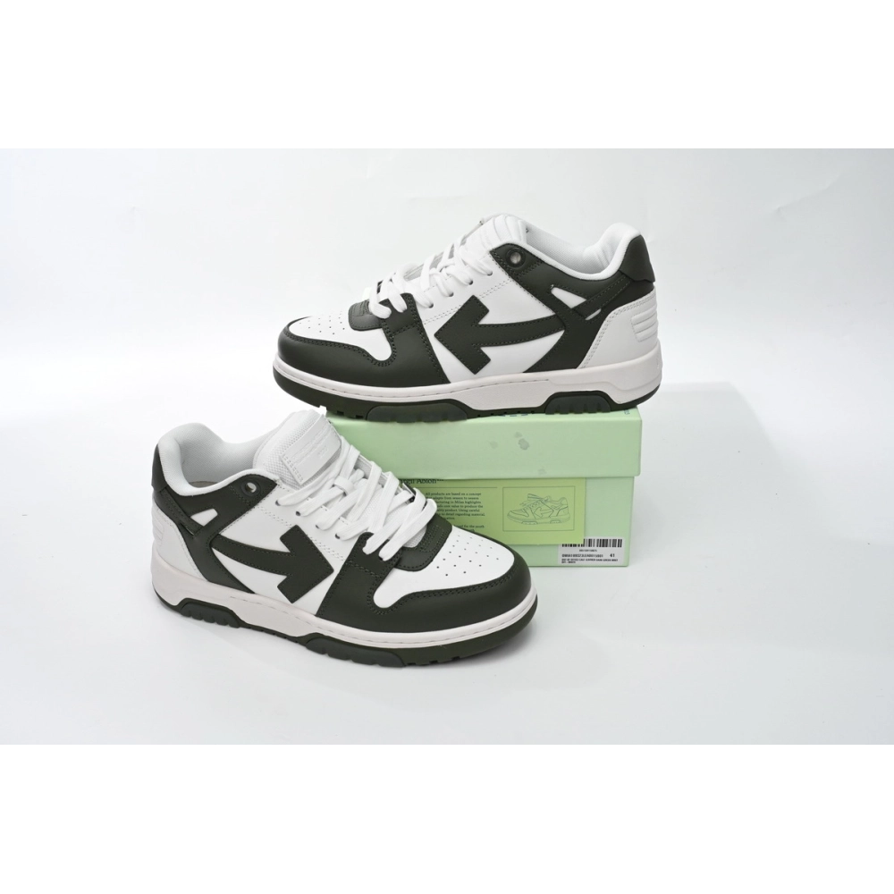 Off-White Out Of Office OOO Low Tops White Green OLIA189S23LEA0015901
