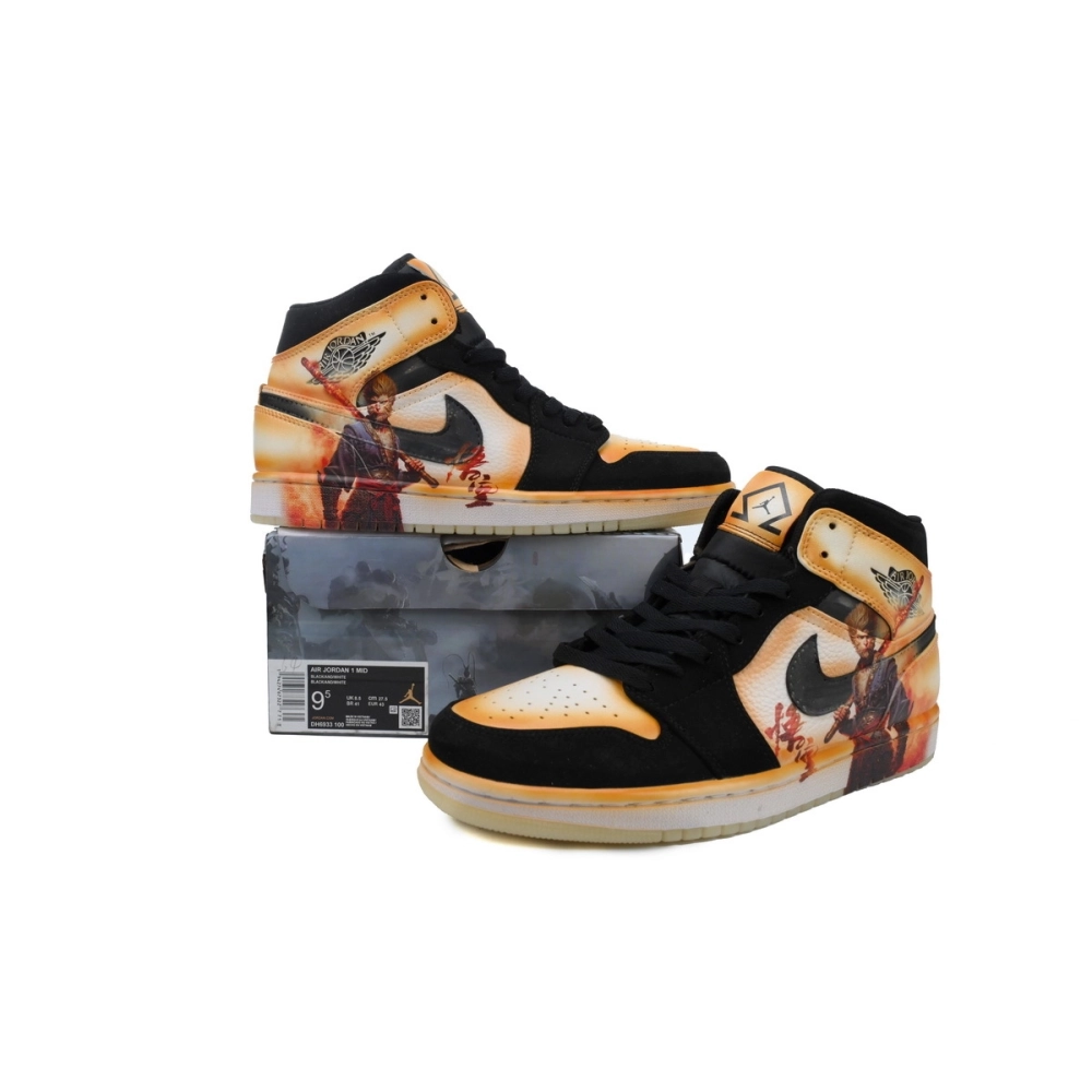 Air Jordan 1 Mid Black Myth Wukong Shoes Sneakers DH6933-100