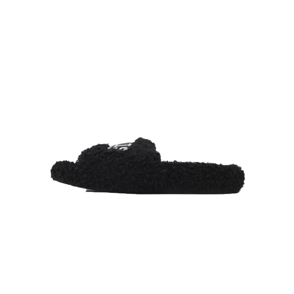 Balenciaga Cities Paris Furry Slide Black