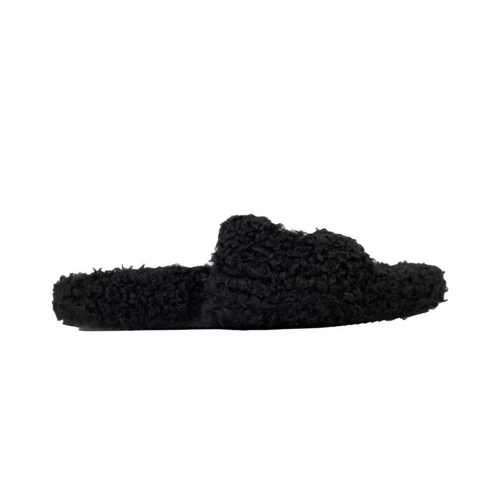 Balenciaga Cities Paris Furry Slide Black