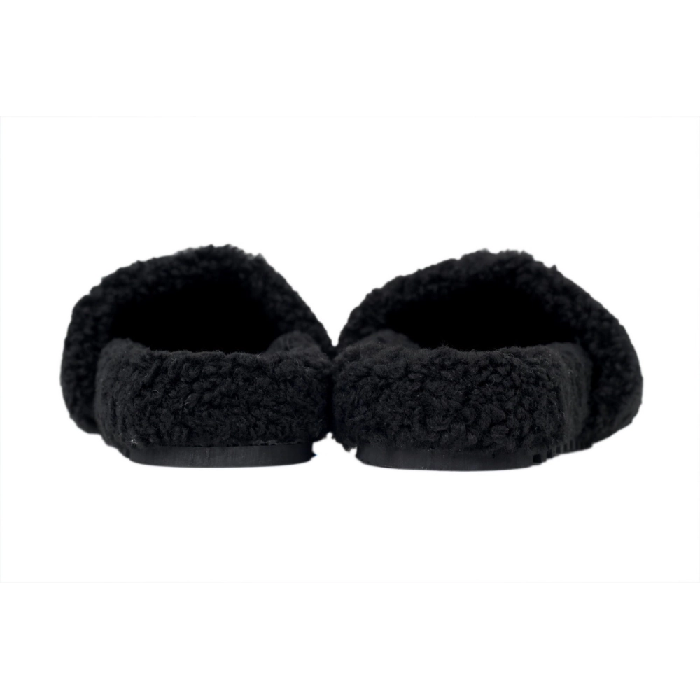 Louis Vuitton Bom Dia Shearling Flate Slippers Black