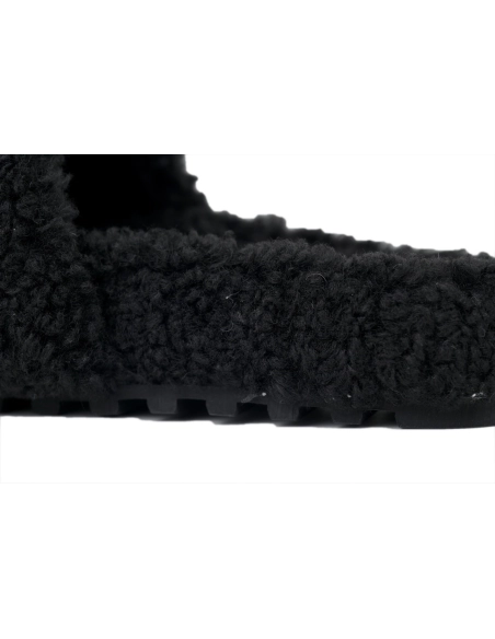Louis Vuitton Bom Dia Shearling Flate Slippers Black