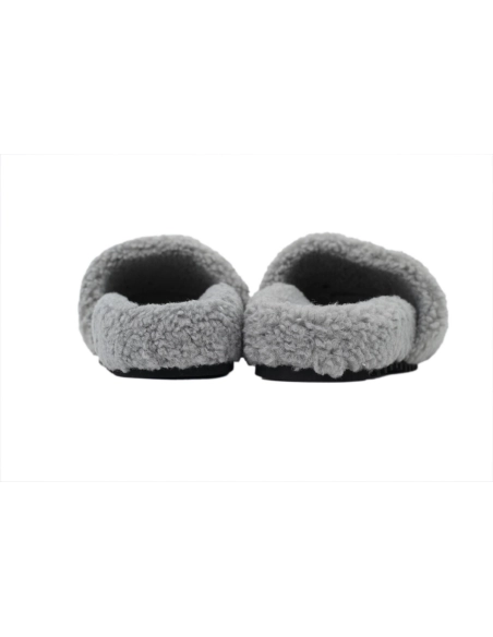 Louis Vuitton Bom Dia Shearling Flate Slippers Dark Gray