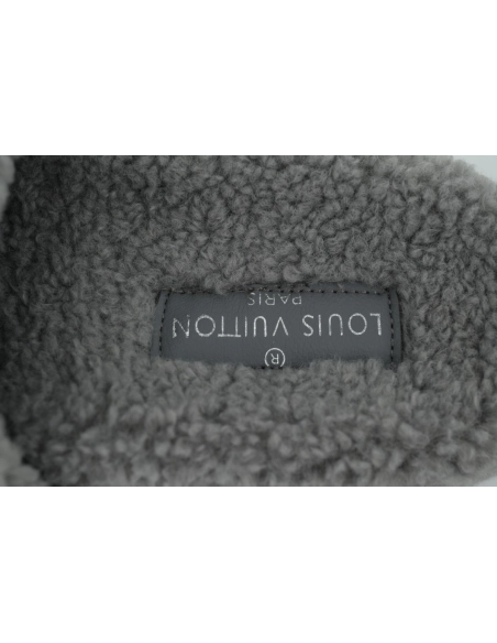 Louis Vuitton Bom Dia Shearling Flate Slippers Dark Gray