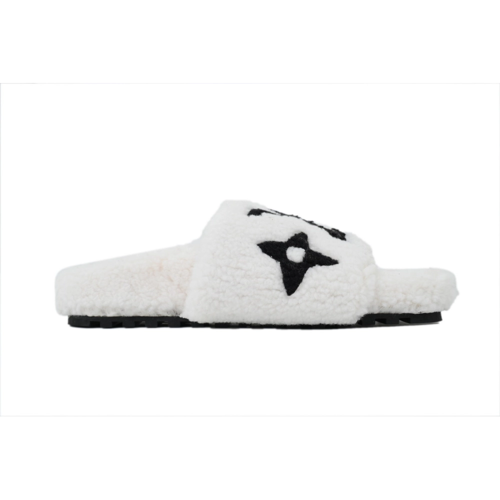 Louis Vuitton Bom Dia Shearling Flate Slippers White
