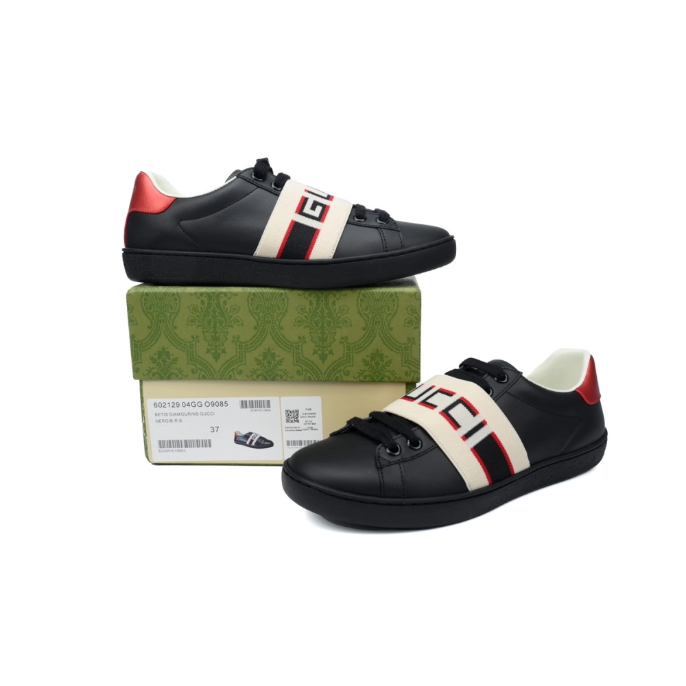 Gucci Calfskin Stripe Ace Leather Sneakers Low Top Black