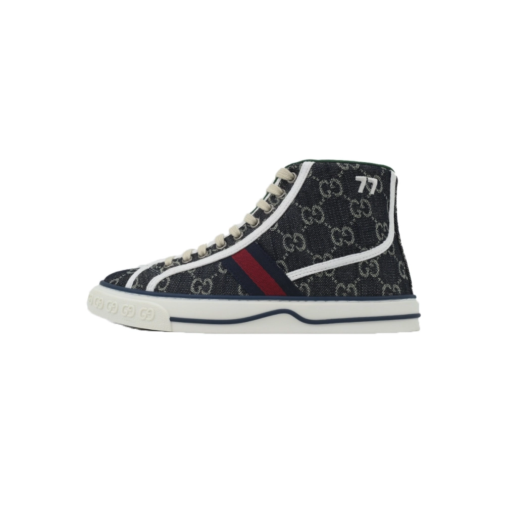 Gucci Tennis 1977 High Top Sneakers Denim Mini GG Blue