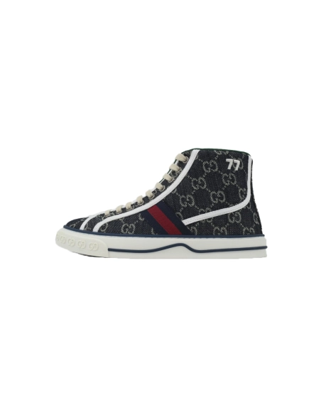 Gucci Tennis 1977 High Top Sneakers Denim Mini GG Blue
