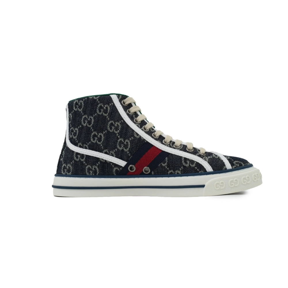 Gucci Tennis 1977 High Top Sneakers Denim Mini GG Blue