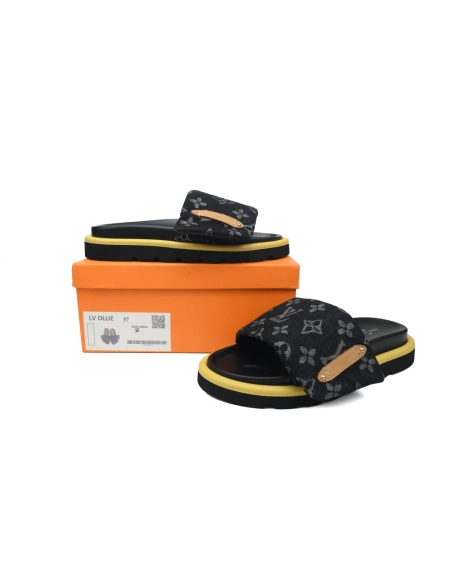 Louis Vuitton Pool Pillow Flat Comfort Mules Denim Yellow Label