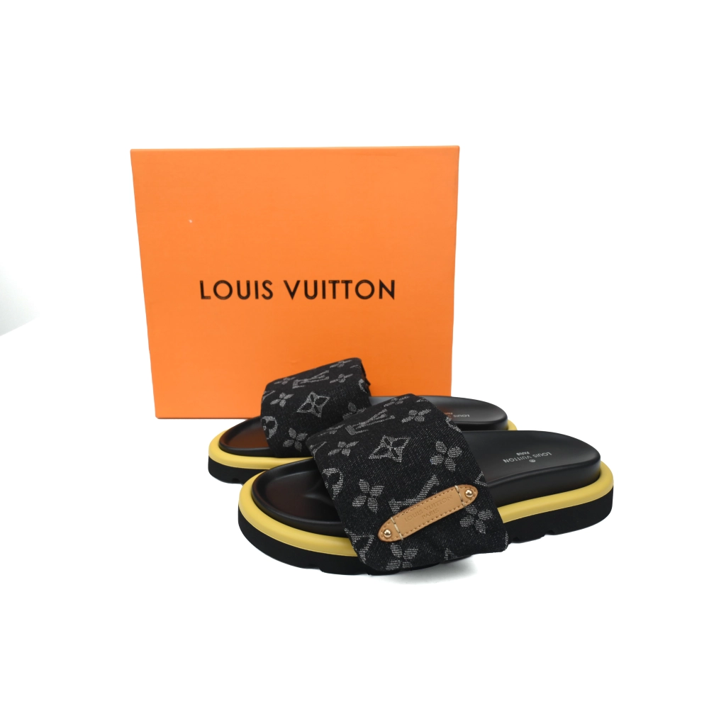 Louis Vuitton Pool Pillow Flat Comfort Mules Denim Yellow Label