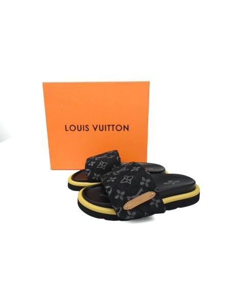 Louis Vuitton Pool Pillow Flat Comfort Mules Denim Yellow Label