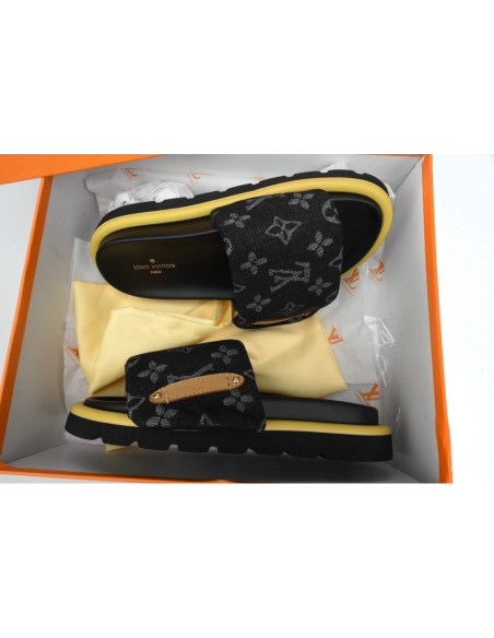 Louis Vuitton Pool Pillow Flat Comfort Mules Denim Yellow Label