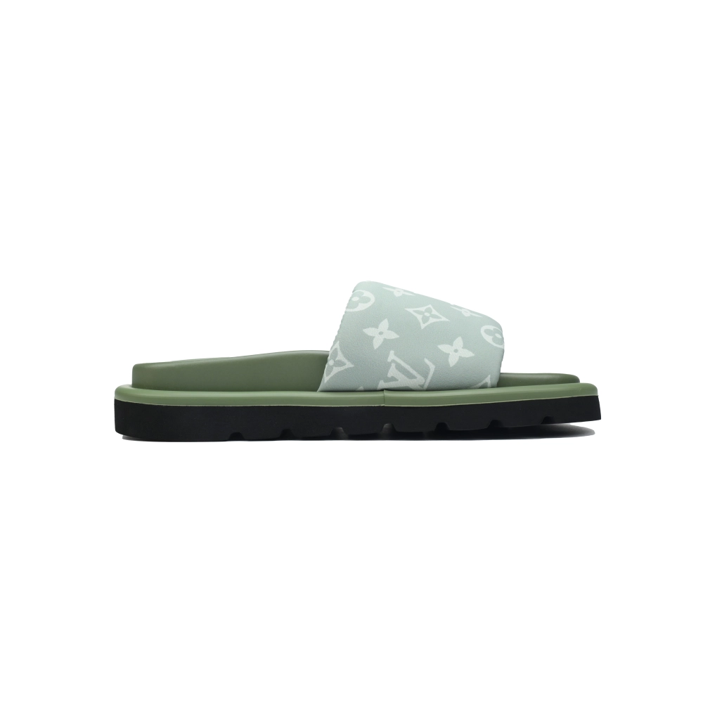 Louis Vuitton Pool Pillow Flat Comfort Mules Light Green Denim