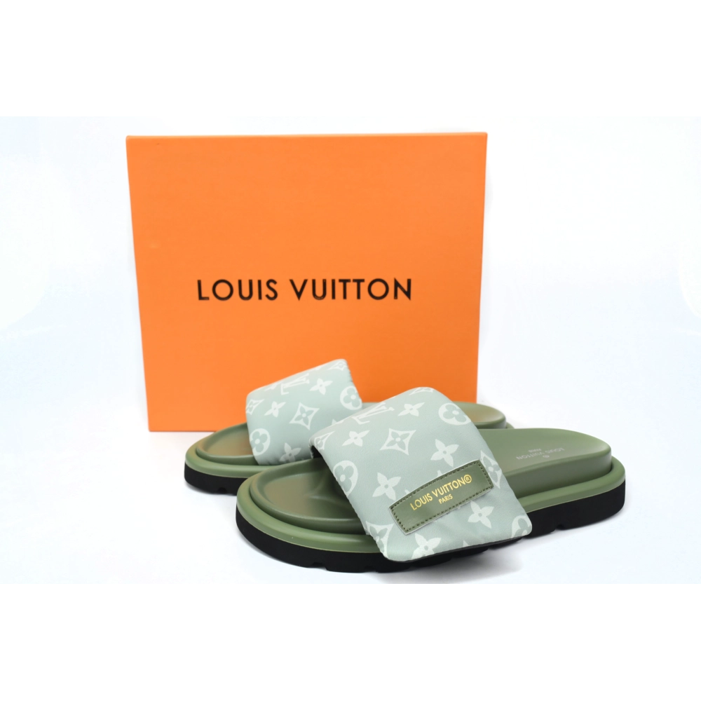 Louis Vuitton Pool Pillow Flat Comfort Mules Light Green Denim