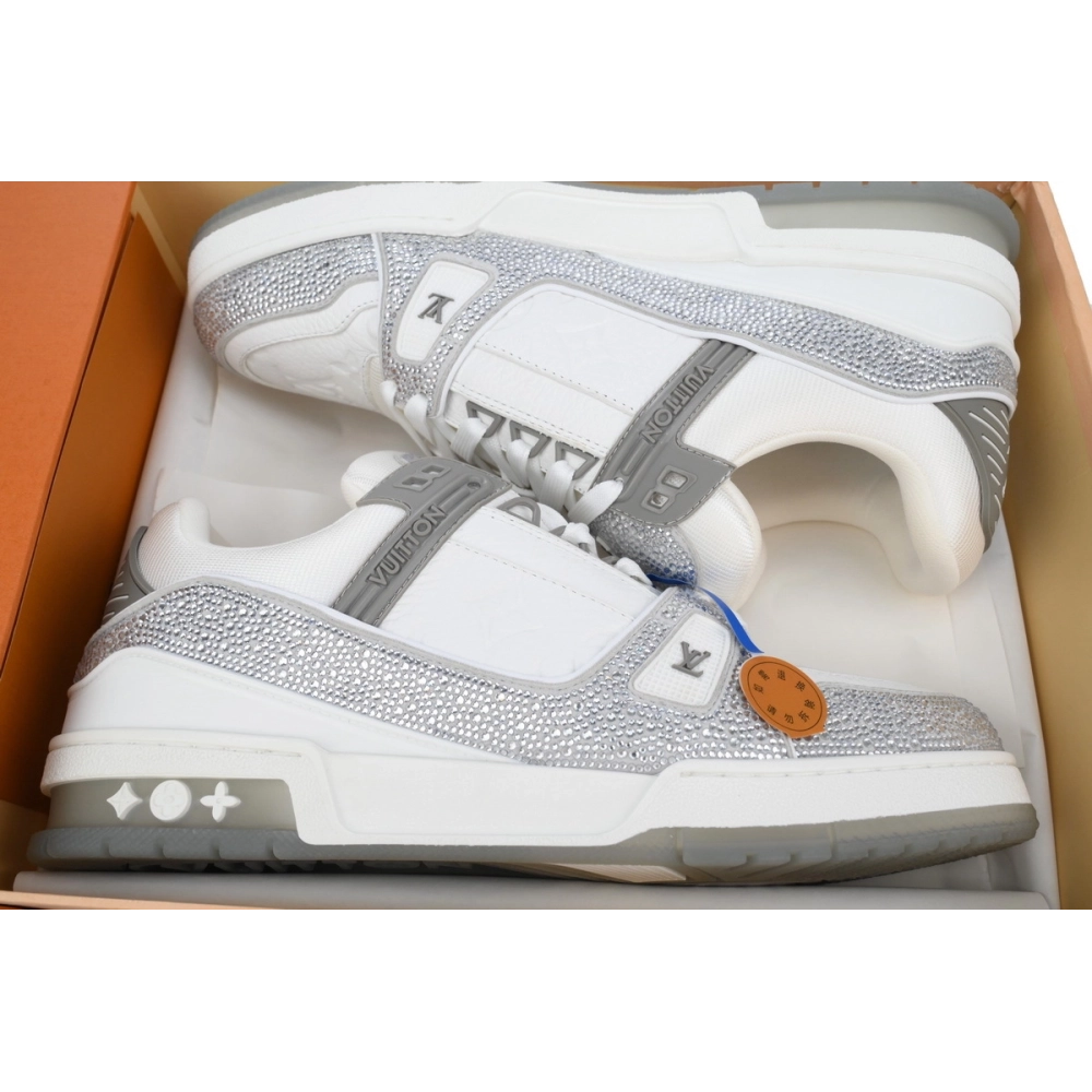 Louis Vuitton Trainer Grey White Swarovski
