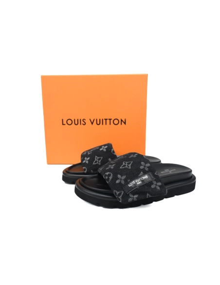 Louis Vuitton Pool Pillow Flat Comfort Mules Denim Black