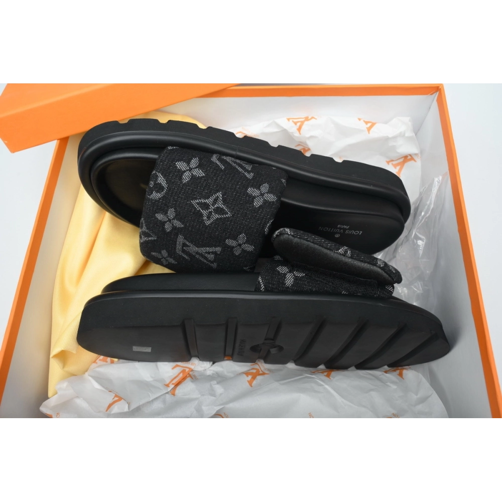 Louis Vuitton Pool Pillow Flat Comfort Mules Denim Black