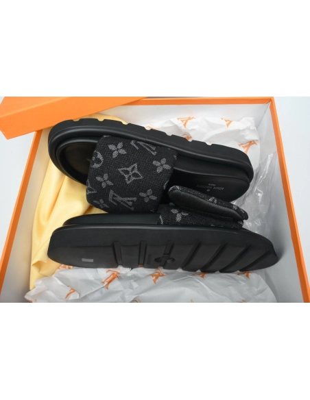 Louis Vuitton Pool Pillow Flat Comfort Mules Denim Black