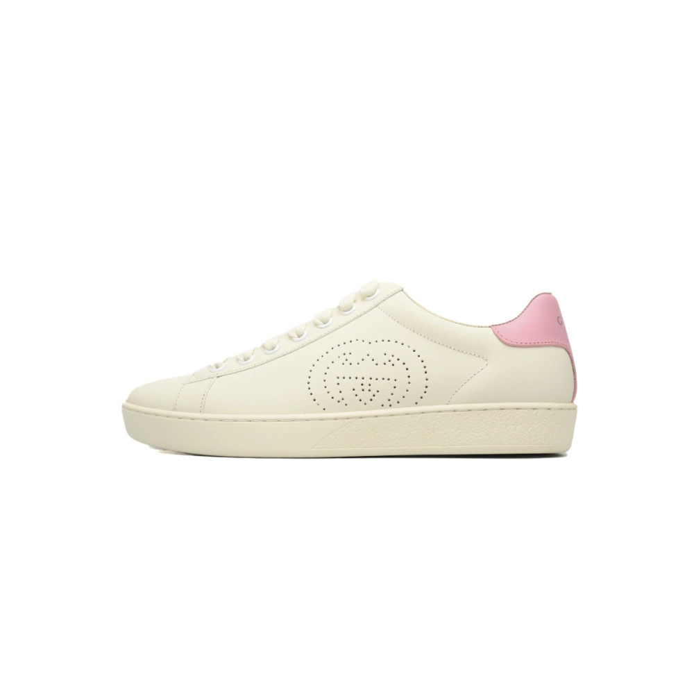 Gucci Ace Perforated Interlocking G White Pink