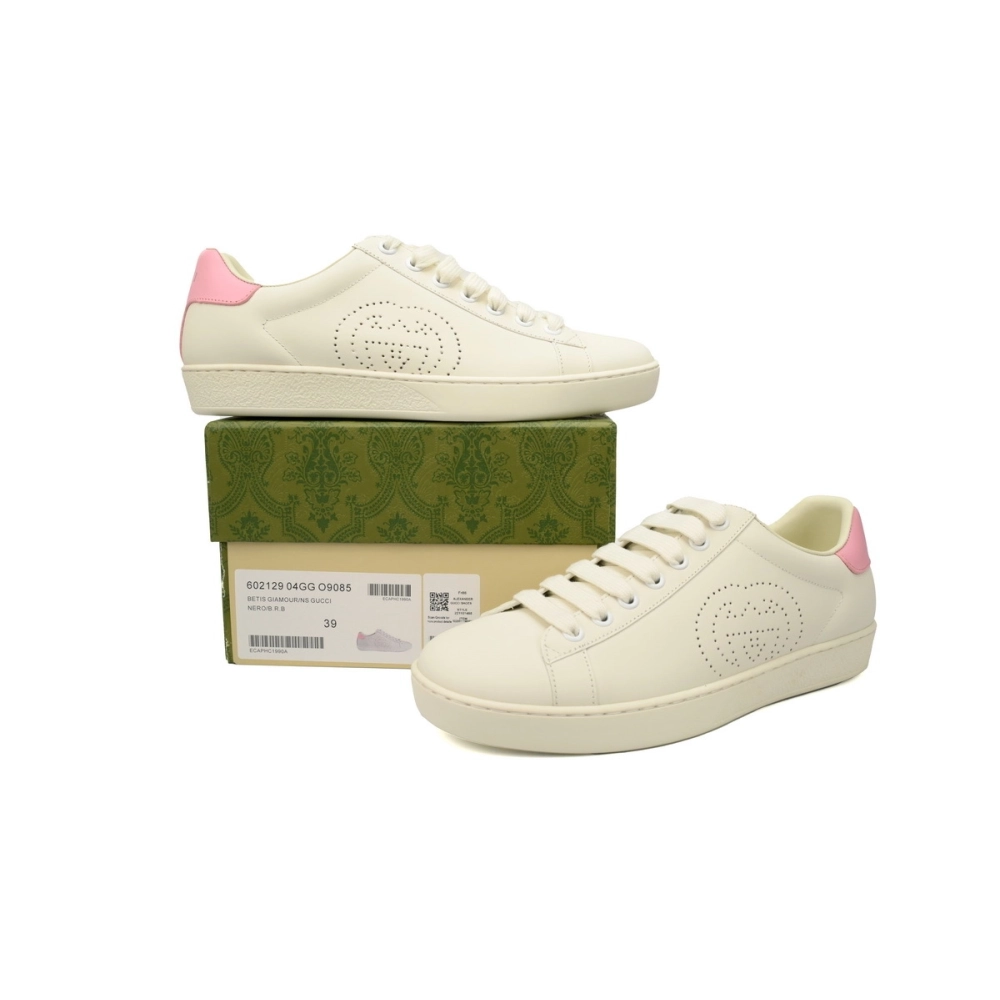 Gucci Ace Perforated Interlocking G White Pink