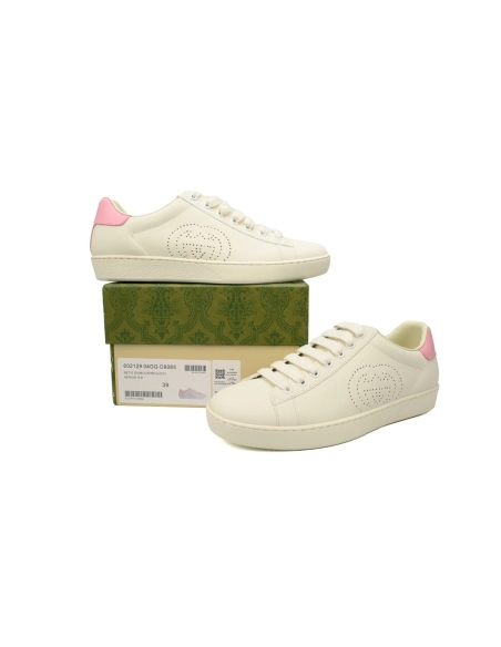 Gucci Ace Perforated Interlocking G White Pink