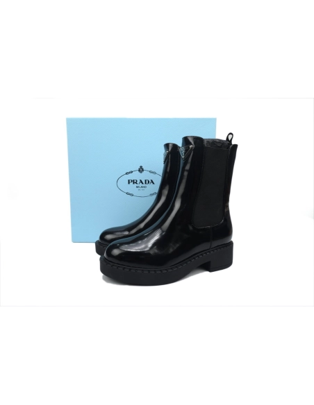 Prada Leather Ankle Boots Black