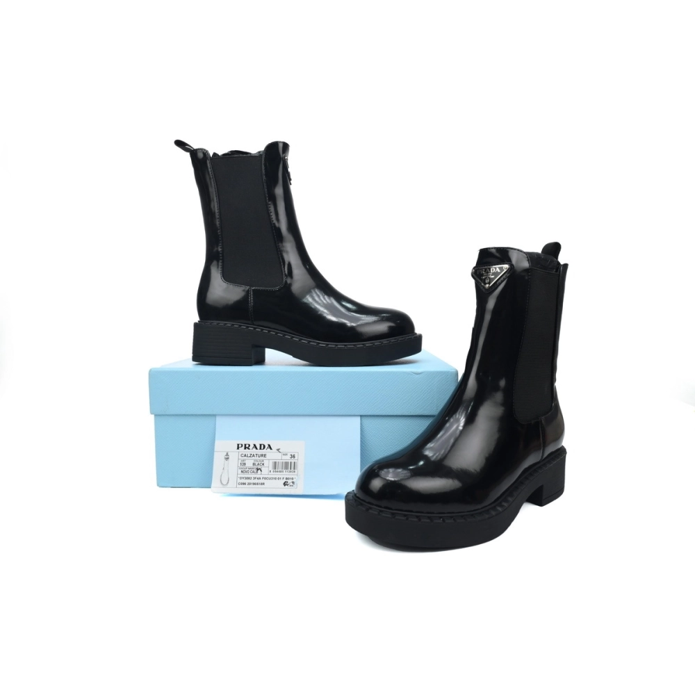 Prada Leather Ankle Boots Black