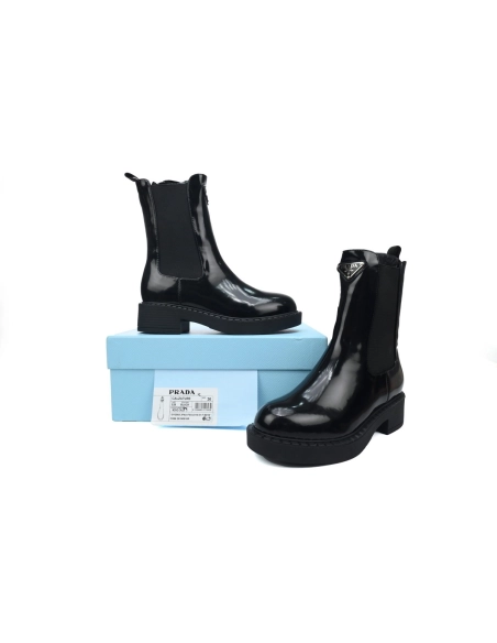 Prada Leather Ankle Boots Black