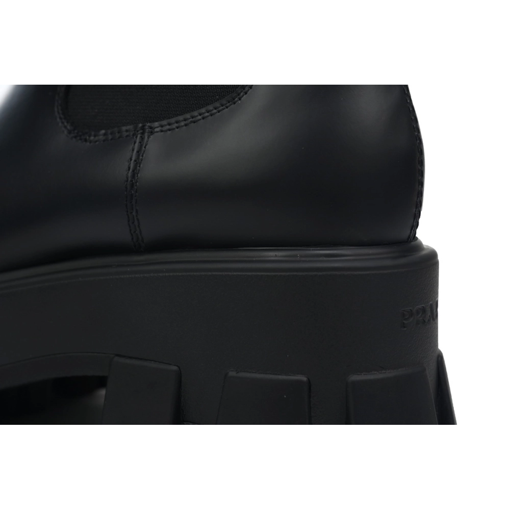 Prada Platform Leather Ankle Boots Black