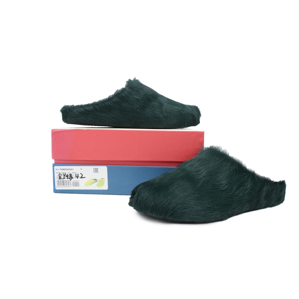 Marni Long-hair Calfskin Fussbett Sabot Sea Green SBMR000600P412200V78