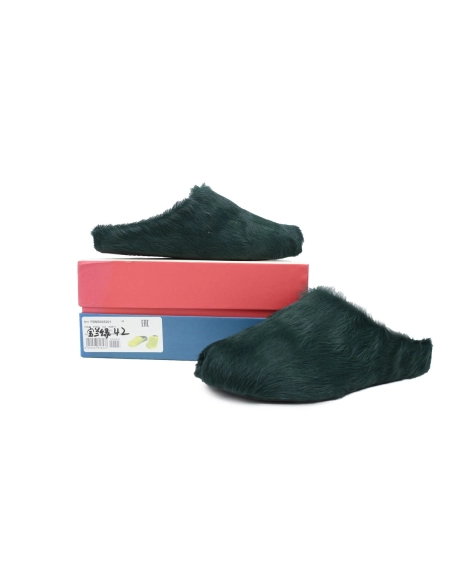 Marni Long-hair Calfskin Fussbett Sabot Sea Green SBMR000600P412200V78