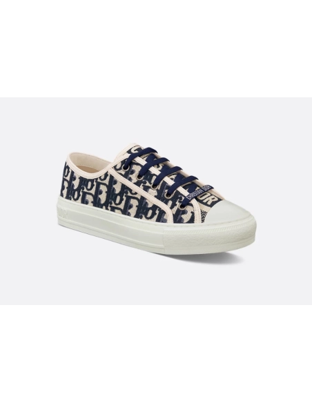 Dior WalknDior Sneaker Deep Blue Oblique Embroidered Cotton KCK211OBE_S56B