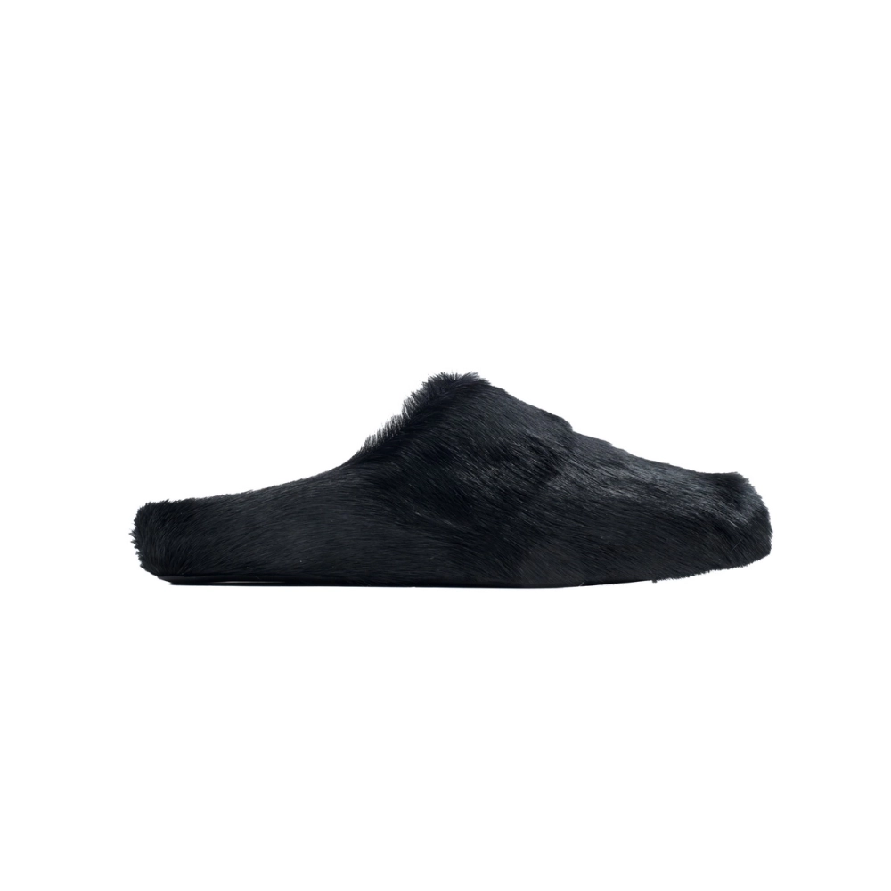 Marni Long-hair Calfskin Fussbett Sabot Black SBMR000600P412200N99