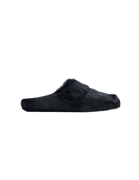 Marni Long-hair Calfskin Fussbett Sabot Black SBMR000600P412200N99