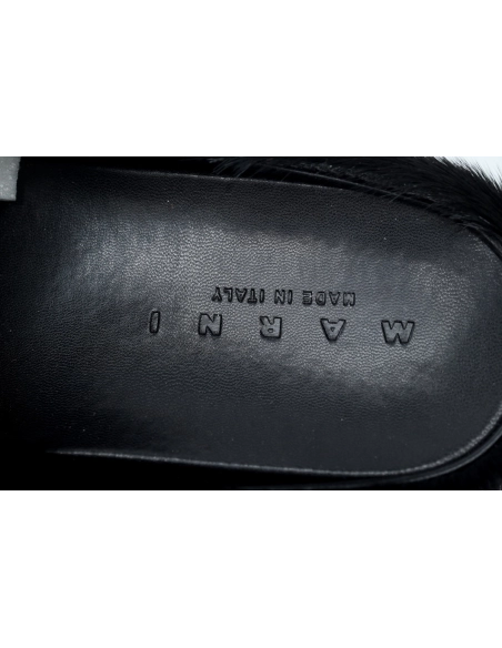 Marni Long-hair Calfskin Fussbett Sabot Black SBMR000600P412200N99