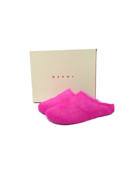 Marni Long-hair Calfskin Fussbett Sabot Fuchsia SBMR000600P412200C57