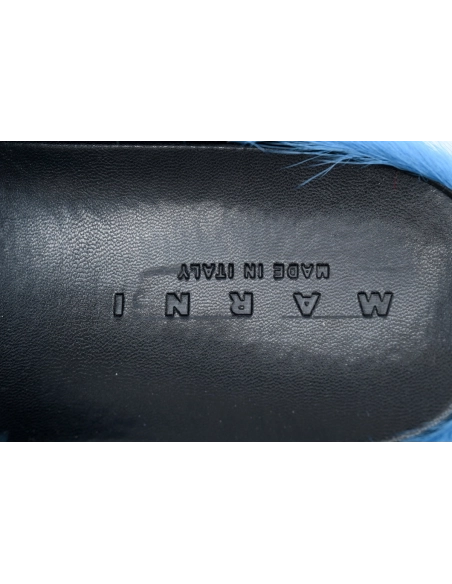 Marni Long-hair Calfskin Fussbett Sabot Blue SBMR000600P412200B50